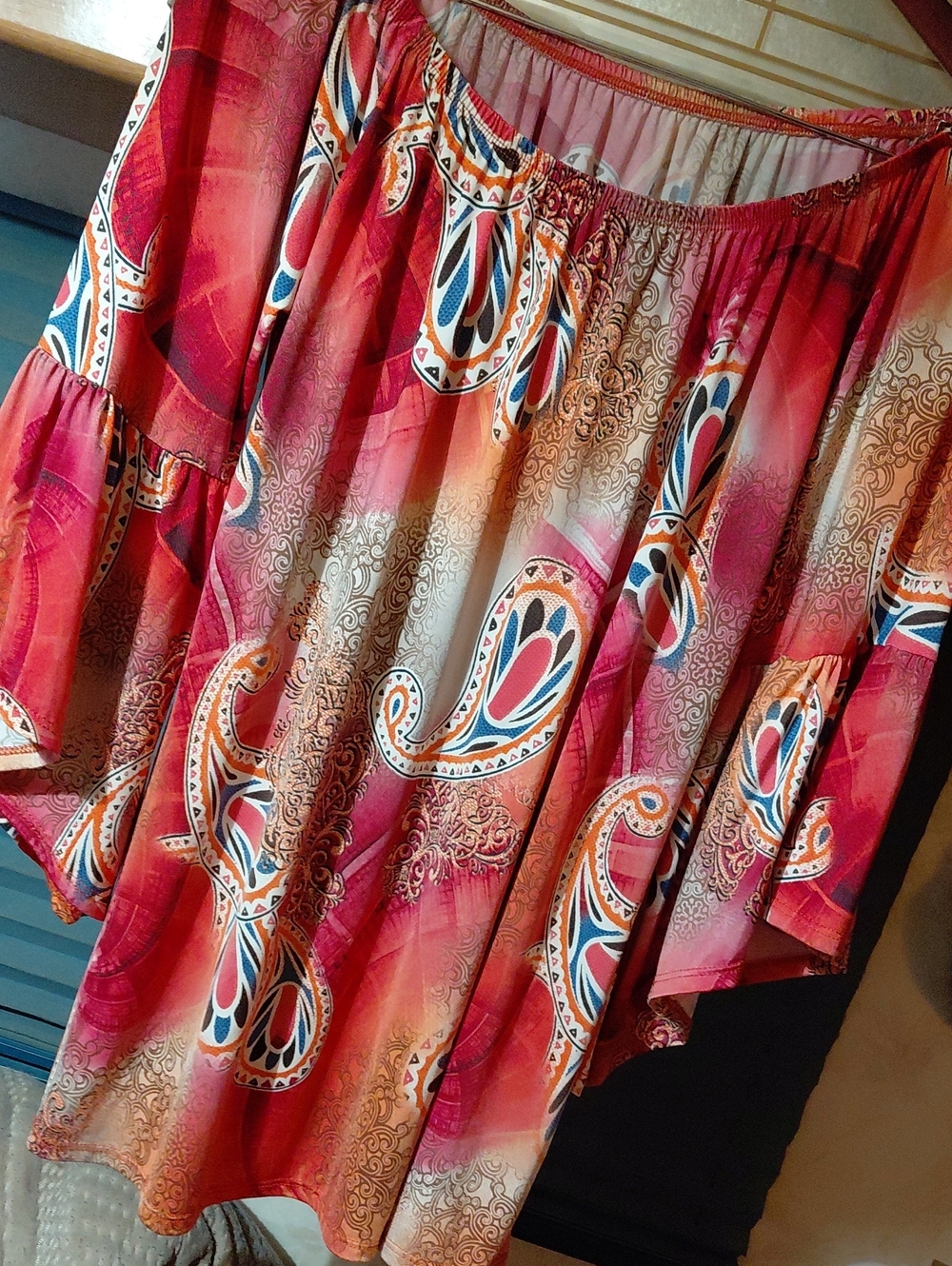 Women's Pink Paisley Boho Skirt - Elastic Waist